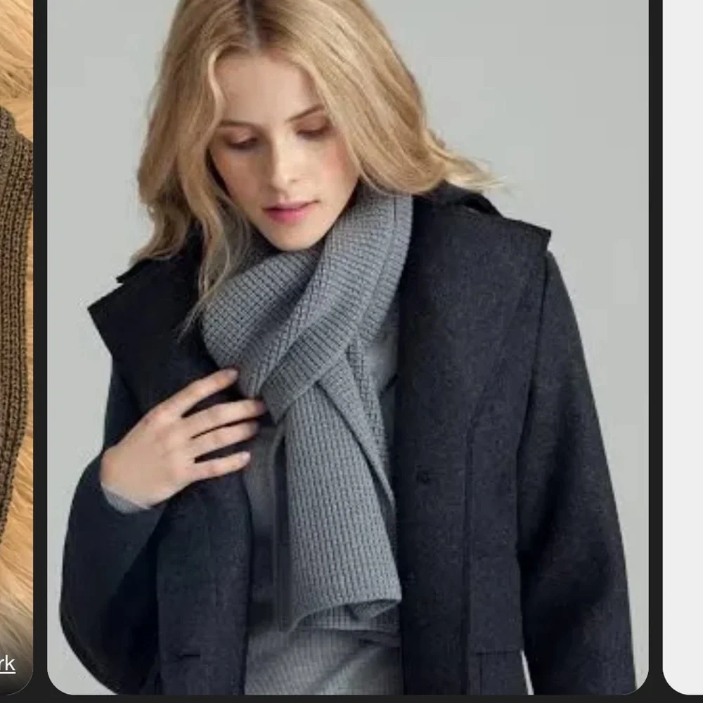 AETHER 100% Merino Wool Gray Long Knit Scarf - Picture 6 of 6